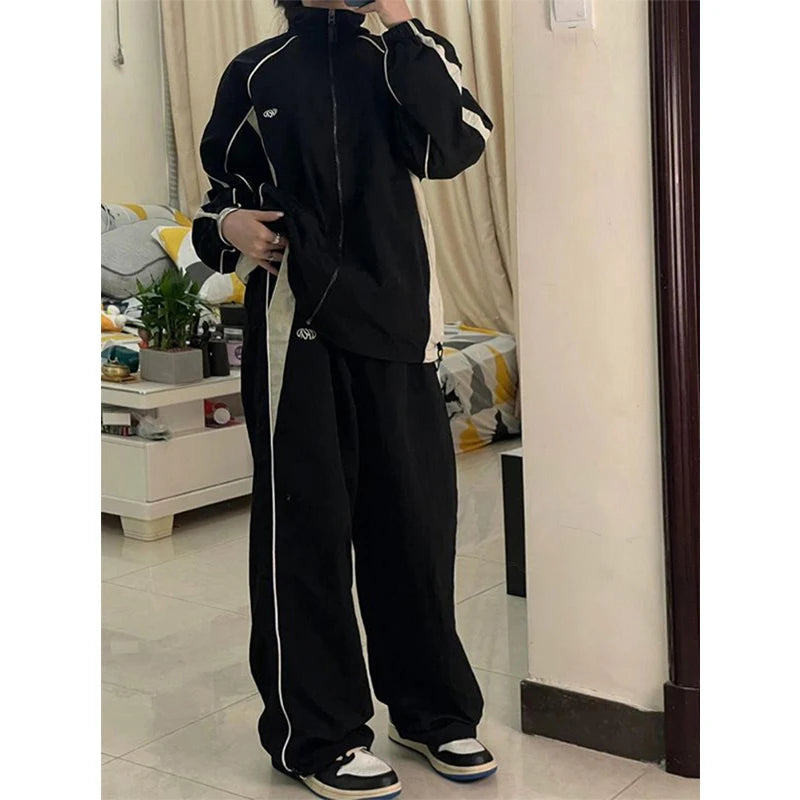 Women Baggy Harajuku Cargo Pants Streetwear Hip Hop Wide Leg Pant Parachute Sweatpants Techwear Joggers Oversized Y2K Trousers