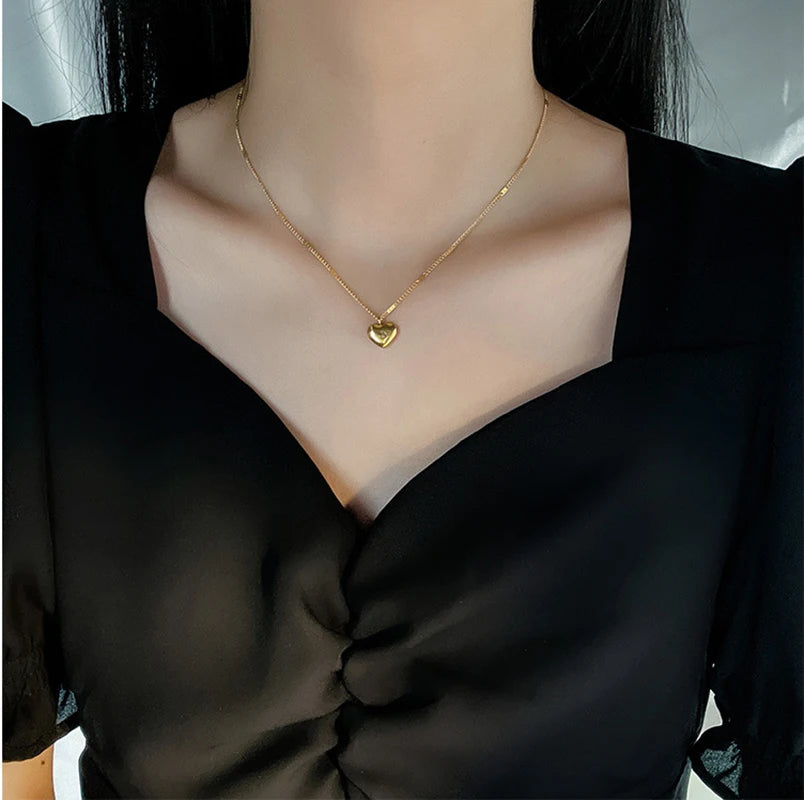 Gold Color Love Heart Necklaces For Women Chokers 2021Trend Fashion Festival Party Gift Jewelry