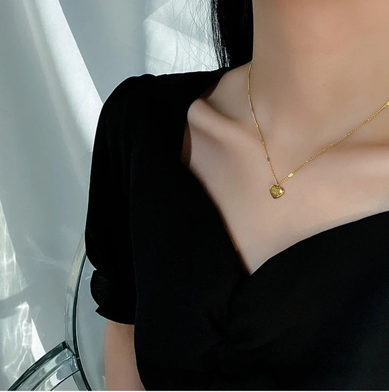 Gold Color Love Heart Necklaces For Women Chokers 2021Trend Fashion Festival Party Gift Jewelry