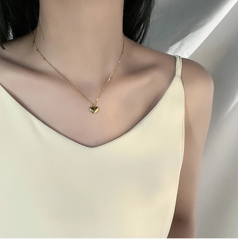 Gold Color Love Heart Necklaces For Women Chokers 2021Trend Fashion Festival Party Gift Jewelry