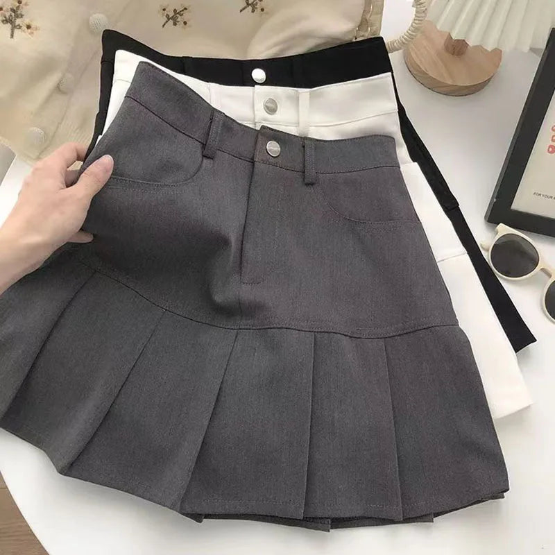 Skirt Women College Style Uniforms Safety Pants Mini Skirts Woman Korean Street Slim A-Line Skirt