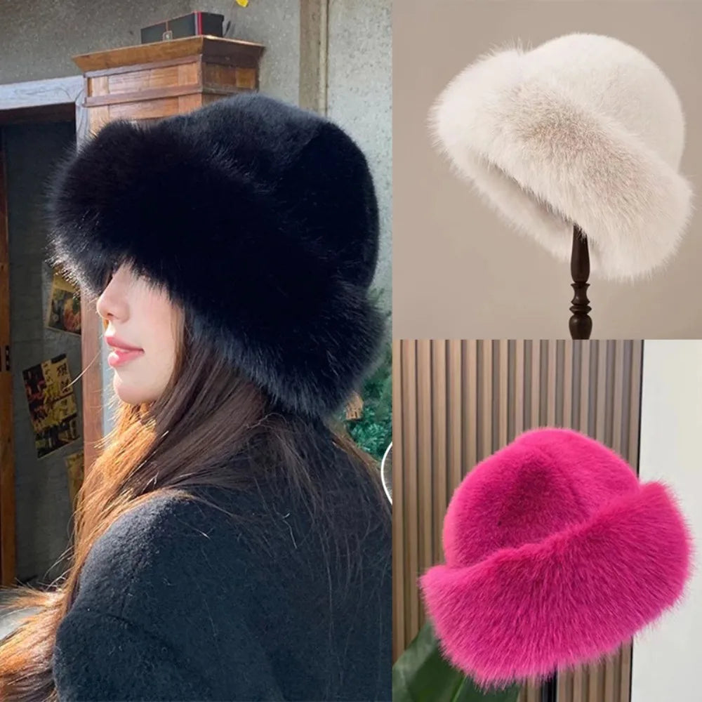 Hat For Women Plush Fisherman Hat Warm Women's Winter Hat Thicken Cold Snowy Day Panama Cap Chrismas Gifts